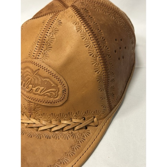 Handmade Cuban Leather Baseball Cap Hat Souvenir Tooled Embossed Adjustable - Picture 11 of 14